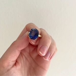 9k vintage blue solitary quartz ring